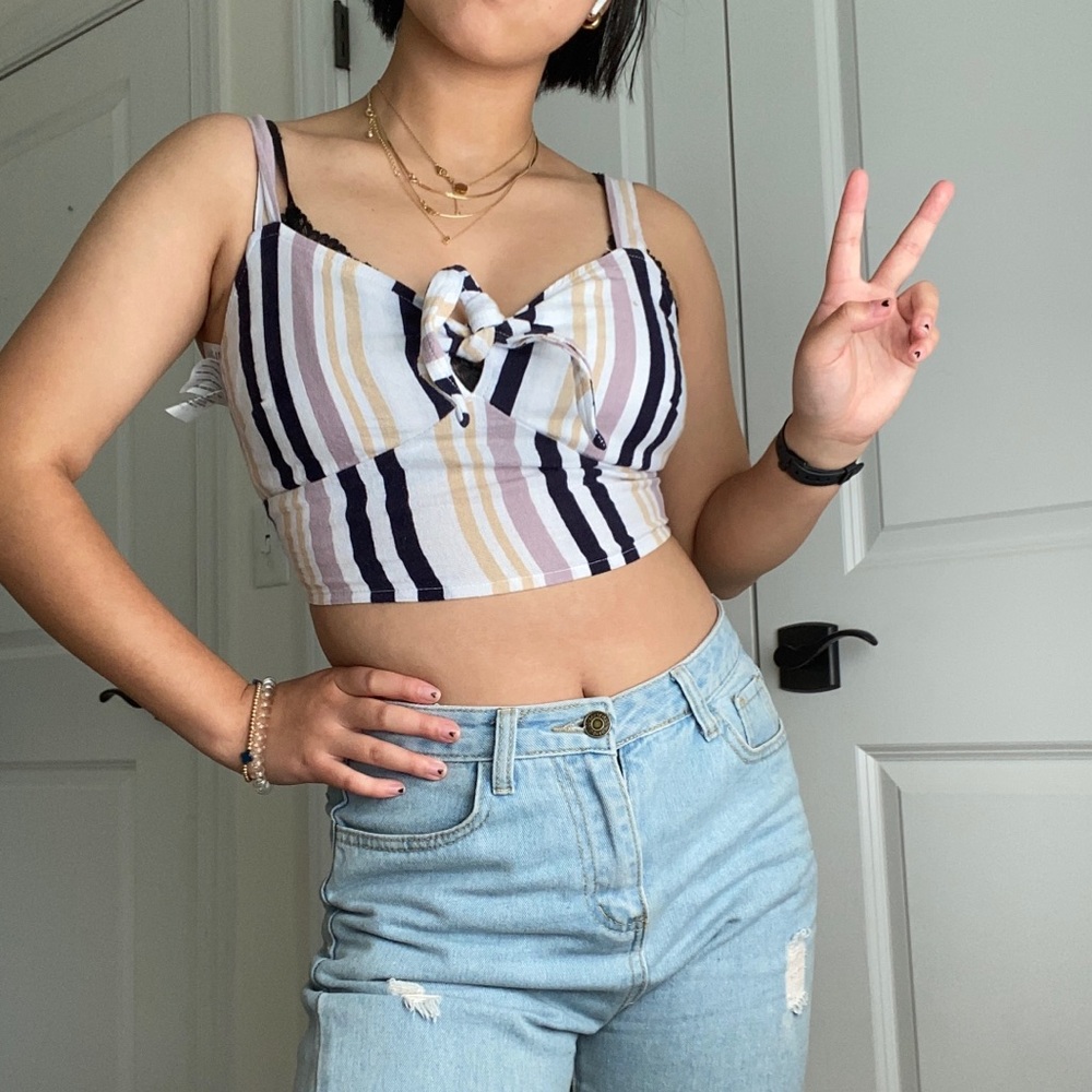 Hollister Striped Tie Crop Top